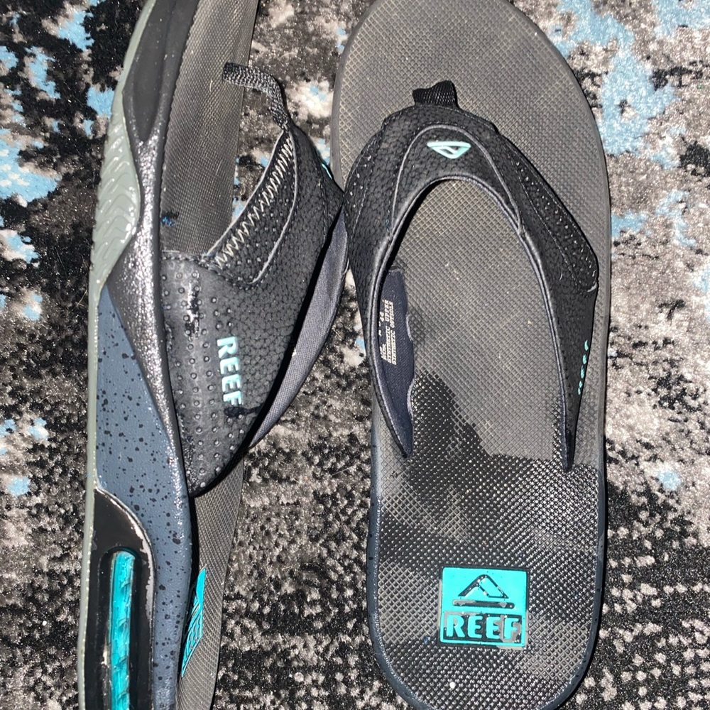 Reef Men's Black and Teal Flip Flops